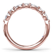 Alternating Round and Teardrop Diamond Wedding Band