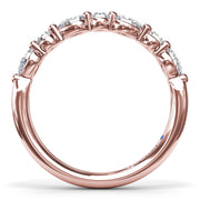 Alternating Round and Teardrop Diamond Wedding Band