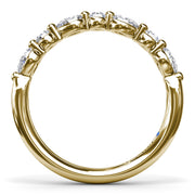Alternating Round and Teardrop Diamond Wedding Band