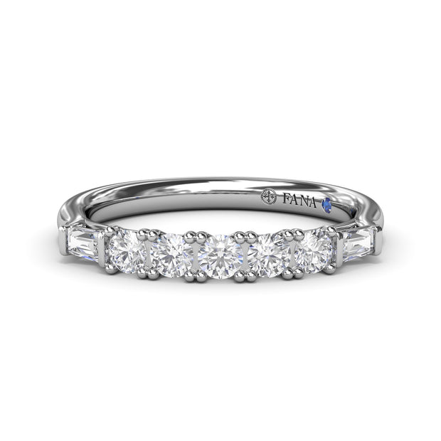 Round and Tapered Baguette Diamond Wedding Band