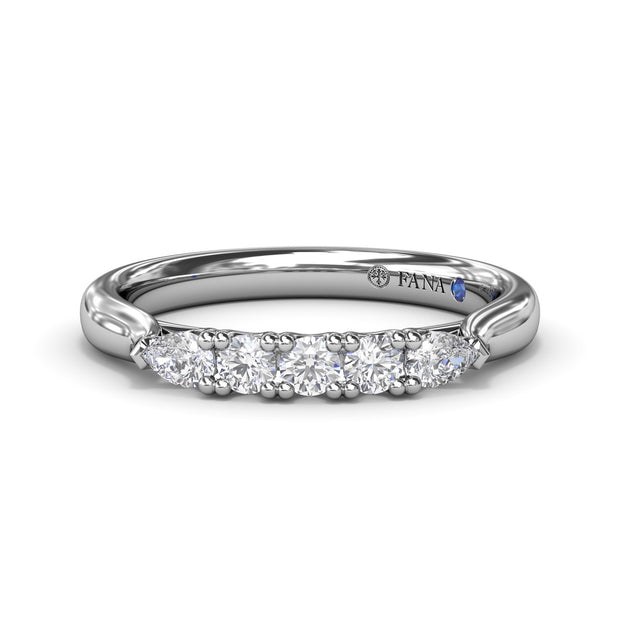 Pear and Round Diamond Wedding Band