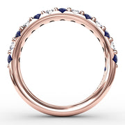 Sapphire and Diamond Shared Prong Anniversary Band
