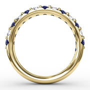 Sapphire and Diamond Shared Prong Anniversary Band