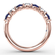 Sapphire and Diamond Shared Prong Anniversary Band
