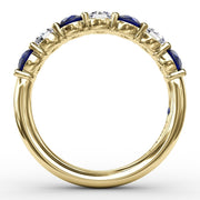 Sapphire and Diamond Shared Prong Anniversary Band