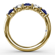 Chunky Sapphire and Diamond Shared Prong Anniversary Band