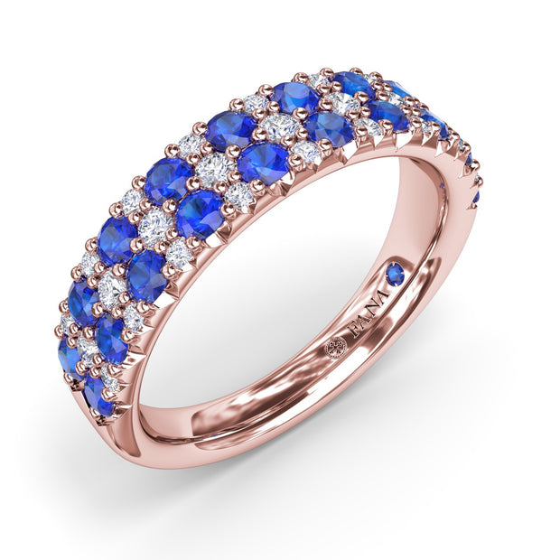 Pave Sapphire and Diamond Anniversary Band