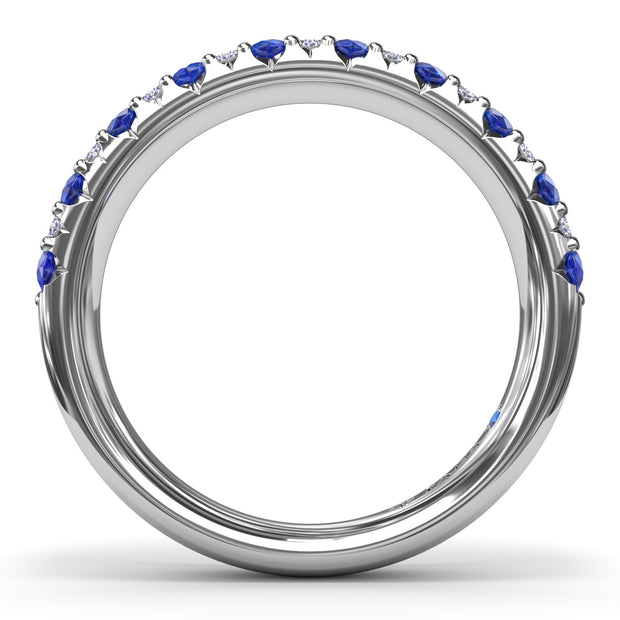 Pave Sapphire and Diamond Anniversary Band
