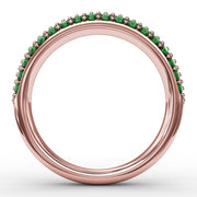 Dazzling Three Row Emerald Pave Ring