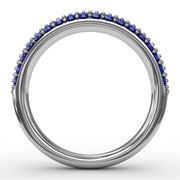 Dazzling Three Row Sapphire Pave Ring