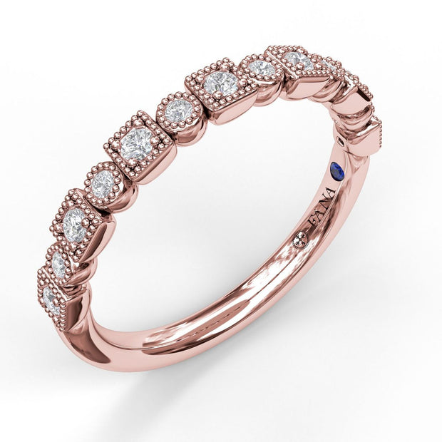 Alternating Square and Round Vintage Diamond Band