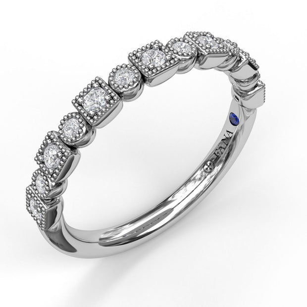 Alternating Square and Round Vintage Diamond Band