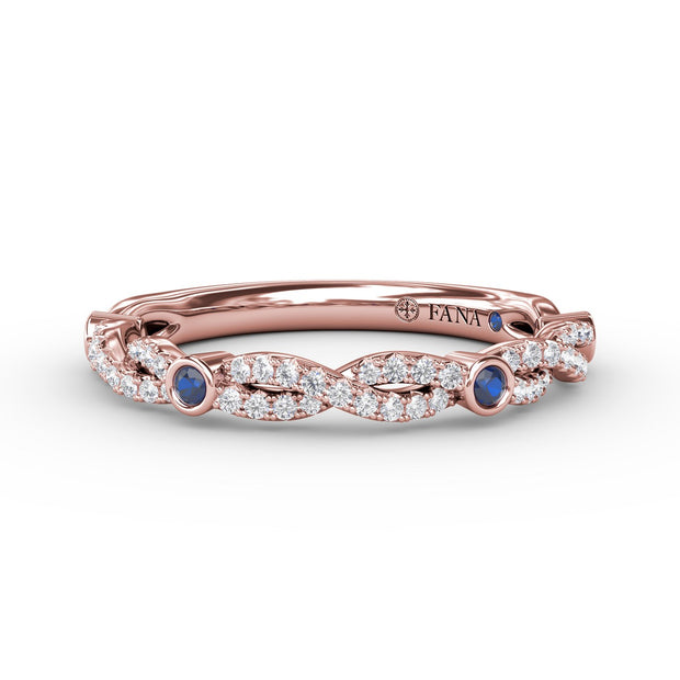 Twist Band with Sapphire Bezel Stations