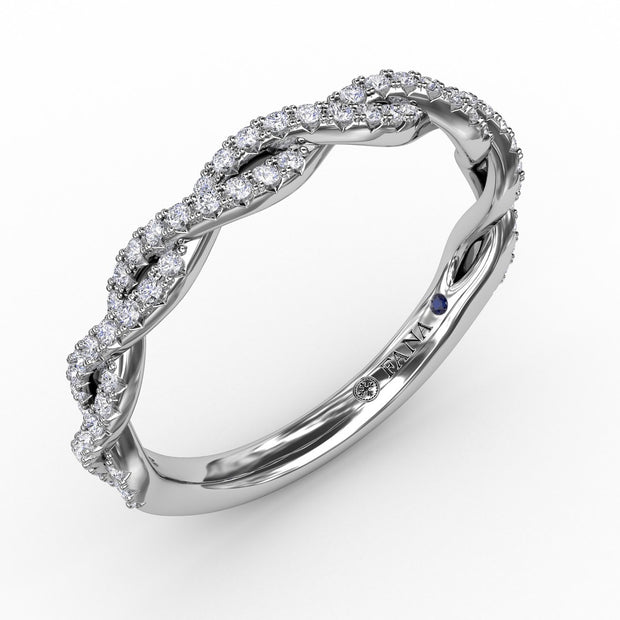 French Pave Diamond Twist Band