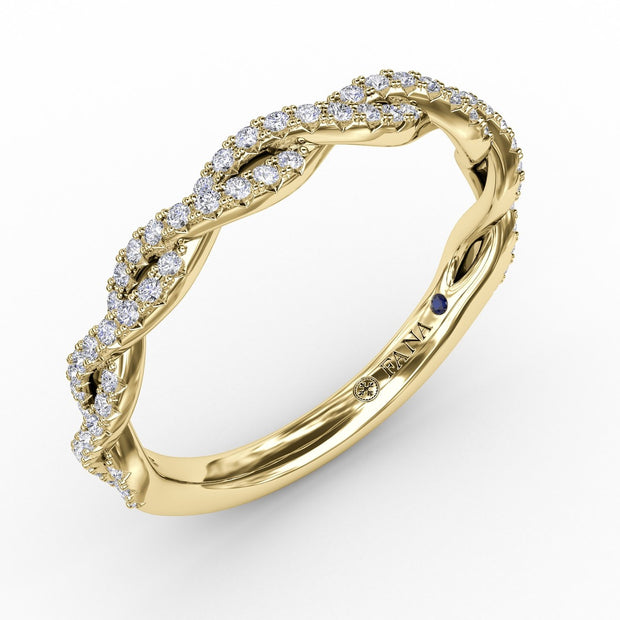 French Pave Diamond Twist Band