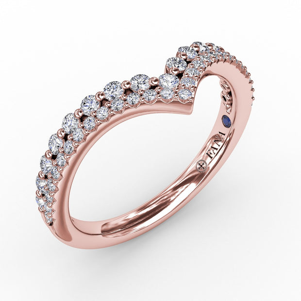 Tiered Prong Set Chevron Diamond Band