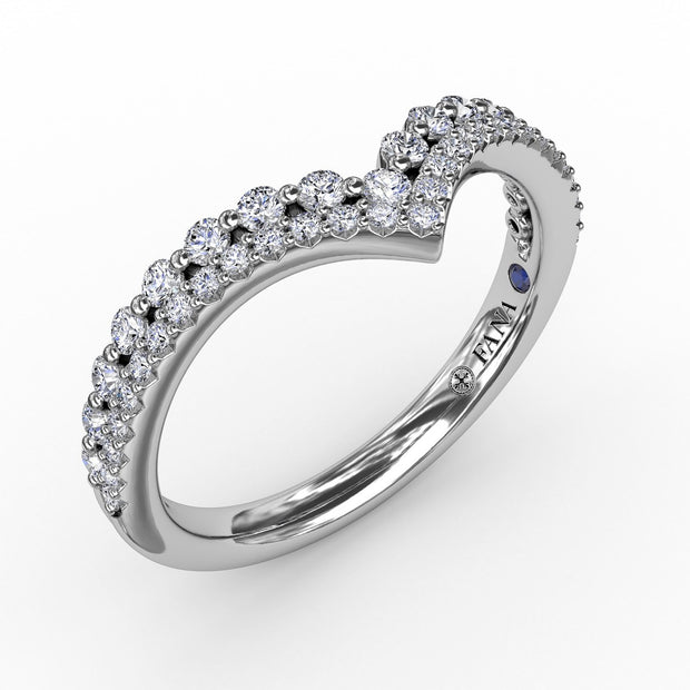 Tiered Prong Set Chevron Diamond Band