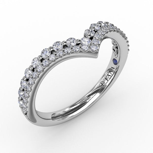 Tiered Prong Set Chevron Diamond Band