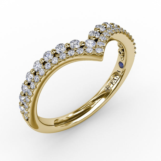 Tiered Prong Set Chevron Diamond Band