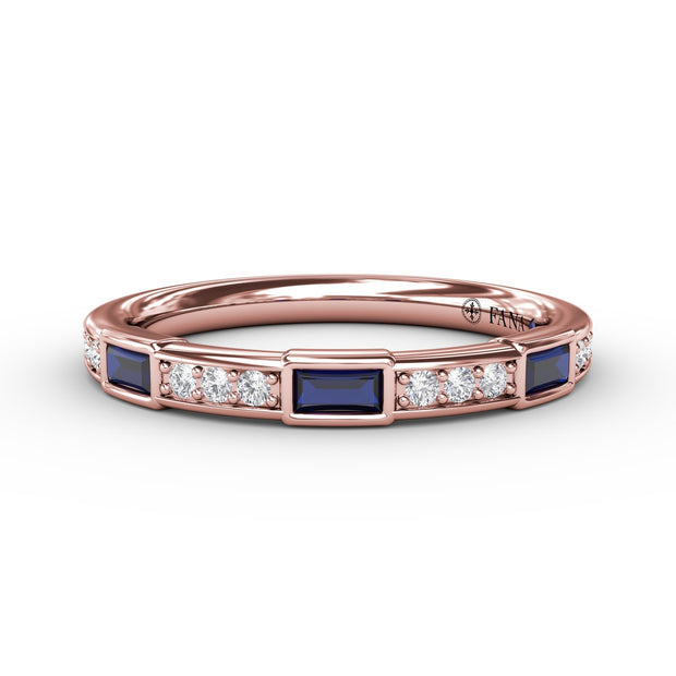 Sapphire Baguette and Diamond Band