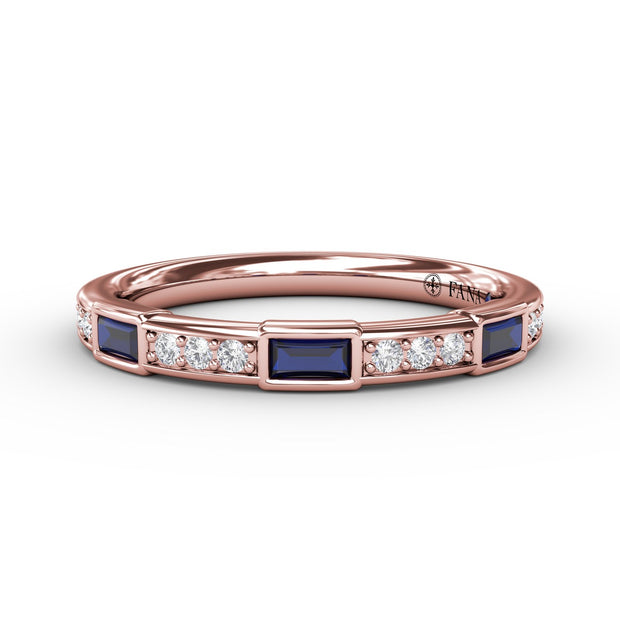 Sapphire Baguette and Diamond Band