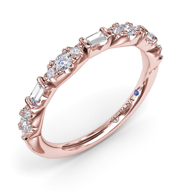 Round Clusters and Emerald Cut Diamond Wedding Ring