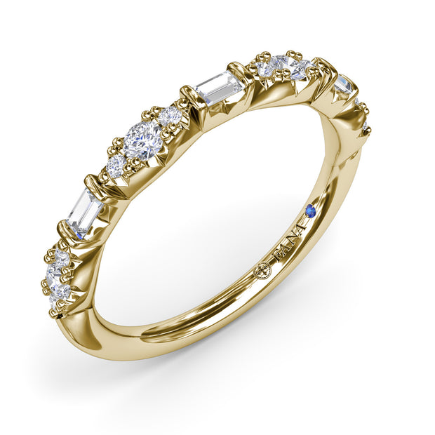 Round Clusters and Emerald Cut Diamond Wedding Ring
