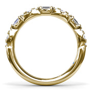 Round Clusters and Emerald Cut Diamond Wedding Ring