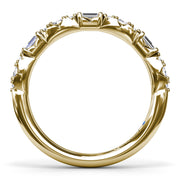 Round Clusters and Emerald Cut Diamond Wedding Ring