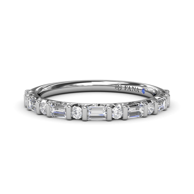 Alternating Round and Emerald Cut Diamond Band