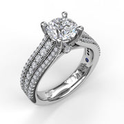 Three Row Stepped Engagement Ring
