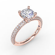 Classic Solitaire Engagement Ring With Flawless Pavé Band