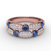 Double Row Sapphire and Diamond Ring