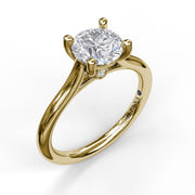 Round Solitaire With Cathedral Band Engagement Ring