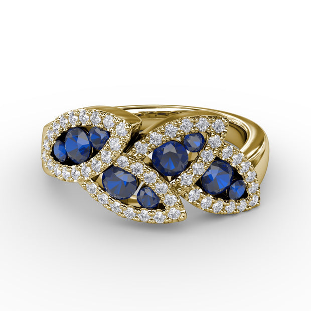 Glam Galore Sapphire and Diamond Leaf Ring