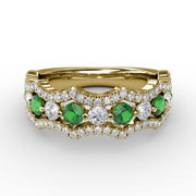 Endless Romance Emerald and Diamond Wave Ring