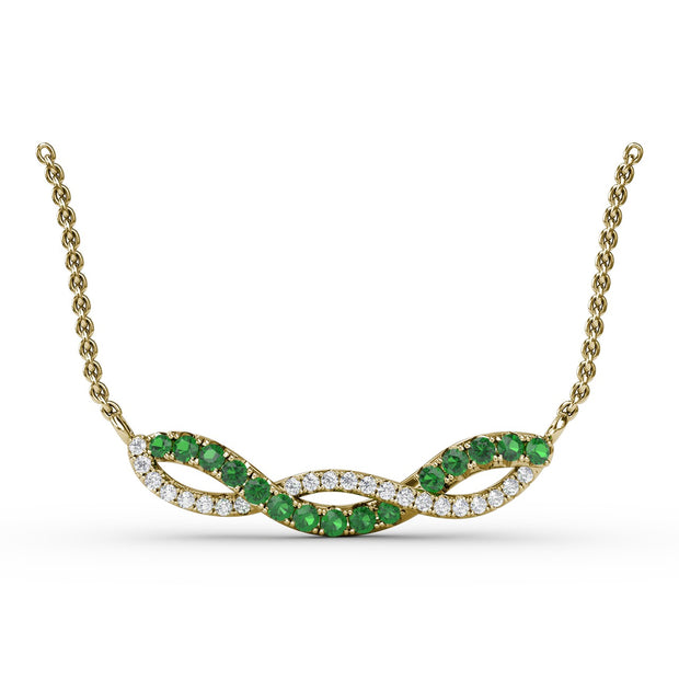 Emerald and Diamond Twist Pendant