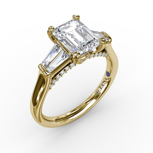 Emerald-Cut Diamond Engagement Ring With Tapered Baguette Side Stones