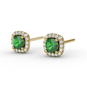 Cushion Cut Emerald Stud Earrings