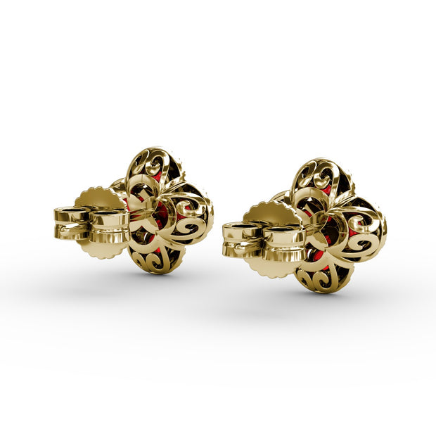 Endless Bliss Ruby and Diamond Cluster Studs