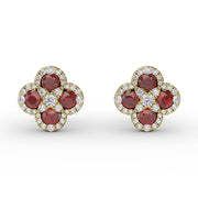 Endless Bliss Ruby and Diamond Cluster Studs