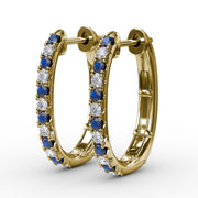 Alternaing Sapphire and Diamond Hoop Earrings