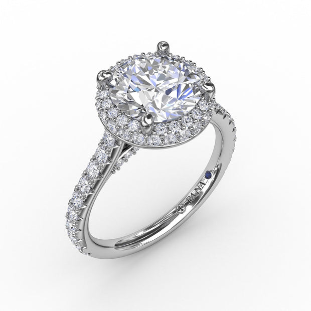 Contemporary Round Diamond Triple Halo Engagement Ring