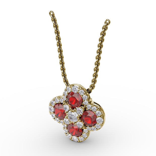Flower Ruby and Diamond Pendant