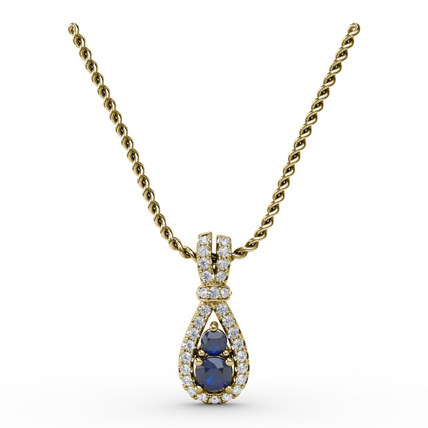 Teardrop Sapphire and Diamond Pendant