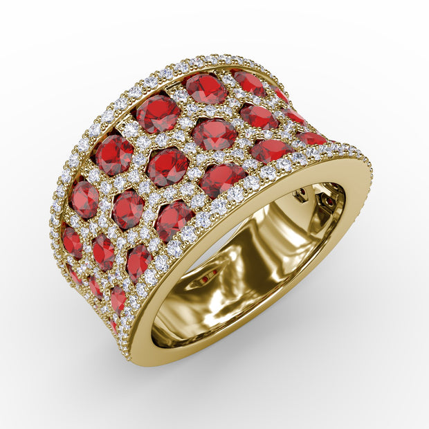 Motif Ruby and Diamond Ring