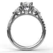 Three-Stone Engagement Ring With Pear Cut Side Stones